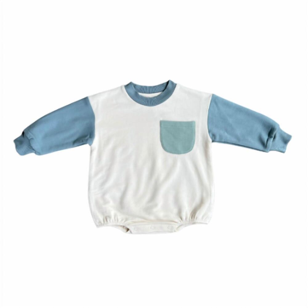NEW BABYSPROUTS kid's colorblock romper in storm
